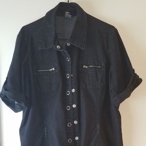 Black jean button down dress